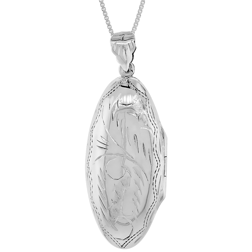 Sabrina Silver Large Sterling Silver Hand Engraved Oval Locket, 3/4 in. (20 mm) X 1 5/8 in. (42 mm) at Sears.com