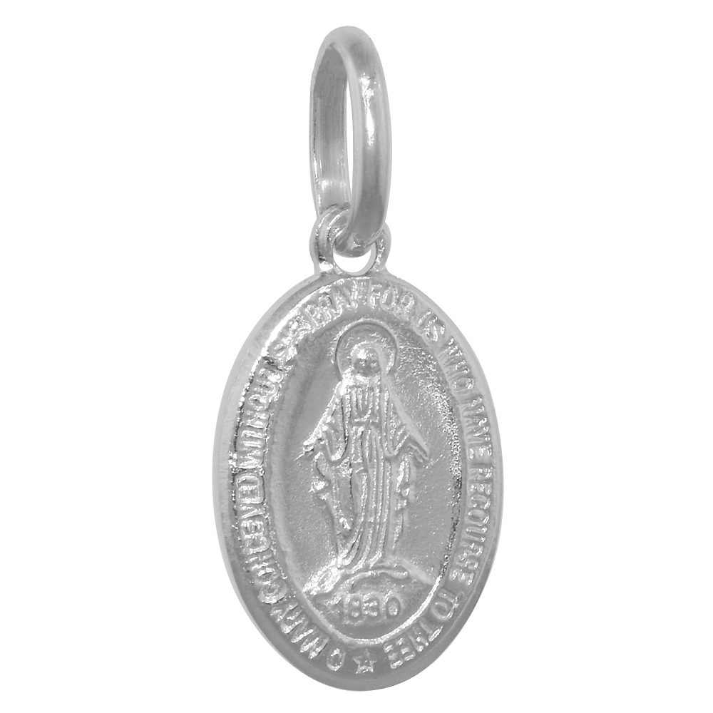 Sabrina Silver Sterling Silver Immaculate Heart of Mary Medal Made in Italy, 3/4 x 7/16 (18 x 11 mm) Oval, Free 24 inch Surgical Steel Chain at Sears.com