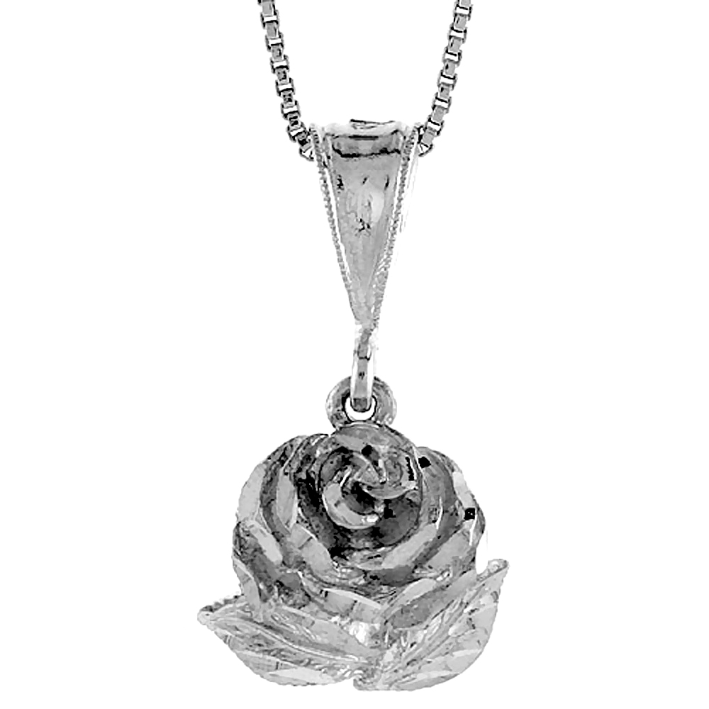 Sabrina Silver Sterling Silver 5/8 in. (17mm) Tall Rose Pendant