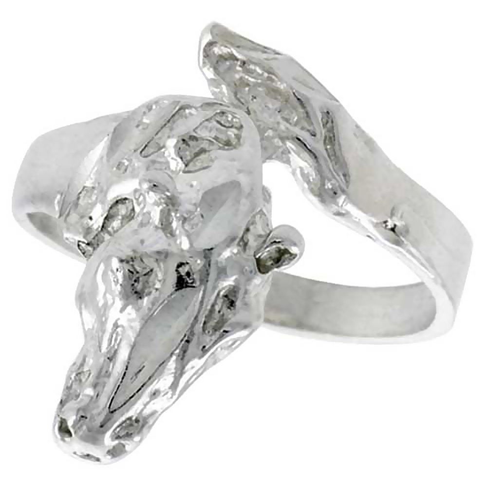 Sabrina Silver Sterling Silver Horse Head Ring Polished finish 3/4 inch wide, sizes 6 - 9 Sabrina Silver Sterling Silver Horse Head Ring Polished finish 3/4 inch wide, sizes 6 - 9