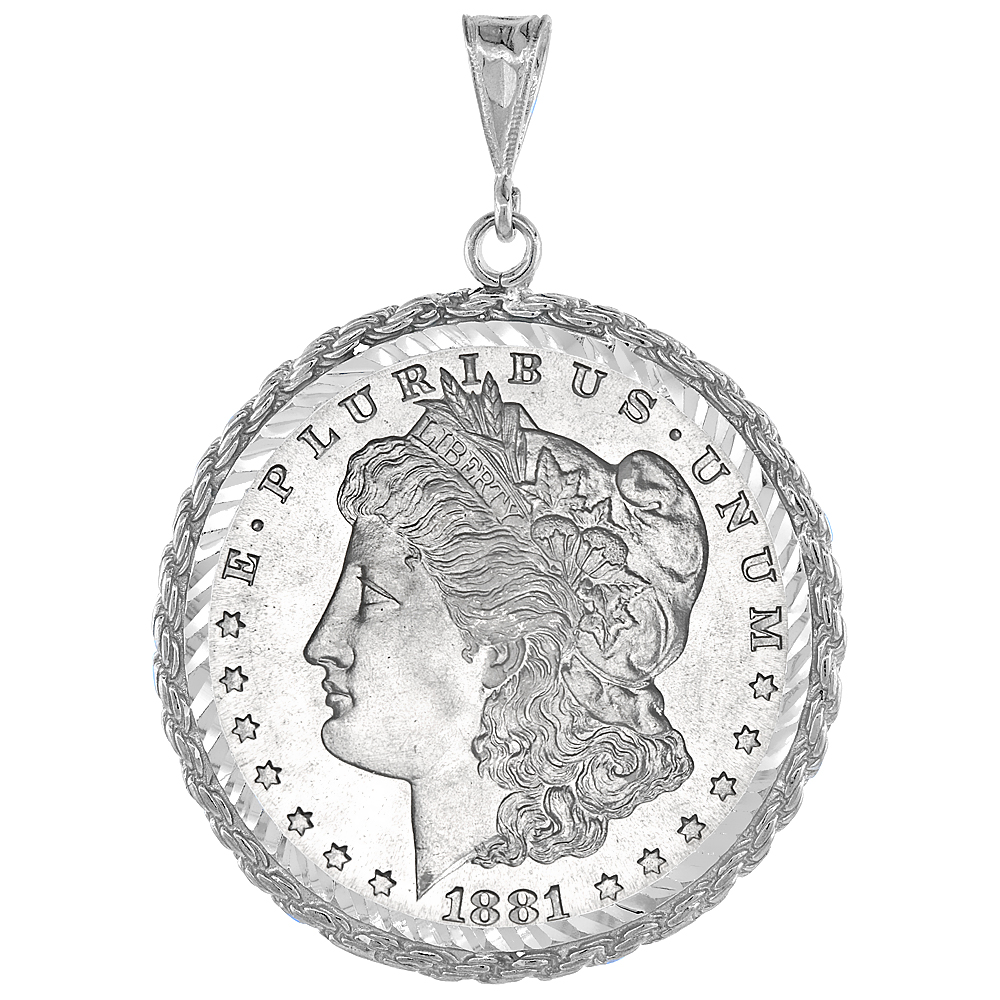 Sabrina Silver Sterling Silver 38 mm Silver Dollar & Mexican Olympic Coin Frame Bezel Pendant w/ Rope Edge Design (Coin is NOT Included) at Sears.com