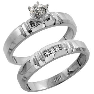 Sabrina Silver 10k White Gold 2-Piece Diamond Engagement Ring Set, w/ 0.10 Carat Brilliant Cut Diamonds, 5/32 in. (4mm) wide ... Sabrina Silver 10k White Gold 2-Piece Diamond Engagement Ring Set, w/ 0.10 Carat Brilliant Cut Diamonds, 5/32 in. (4mm) wide ...