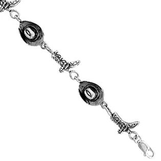 Sabrina Silver Sterling Silver Cowboy Hats and Boots Charm Bracelet , 3/8 Sabrina Silver Sterling Silver Cowboy Hats and Boots Charm Bracelet , 3/8