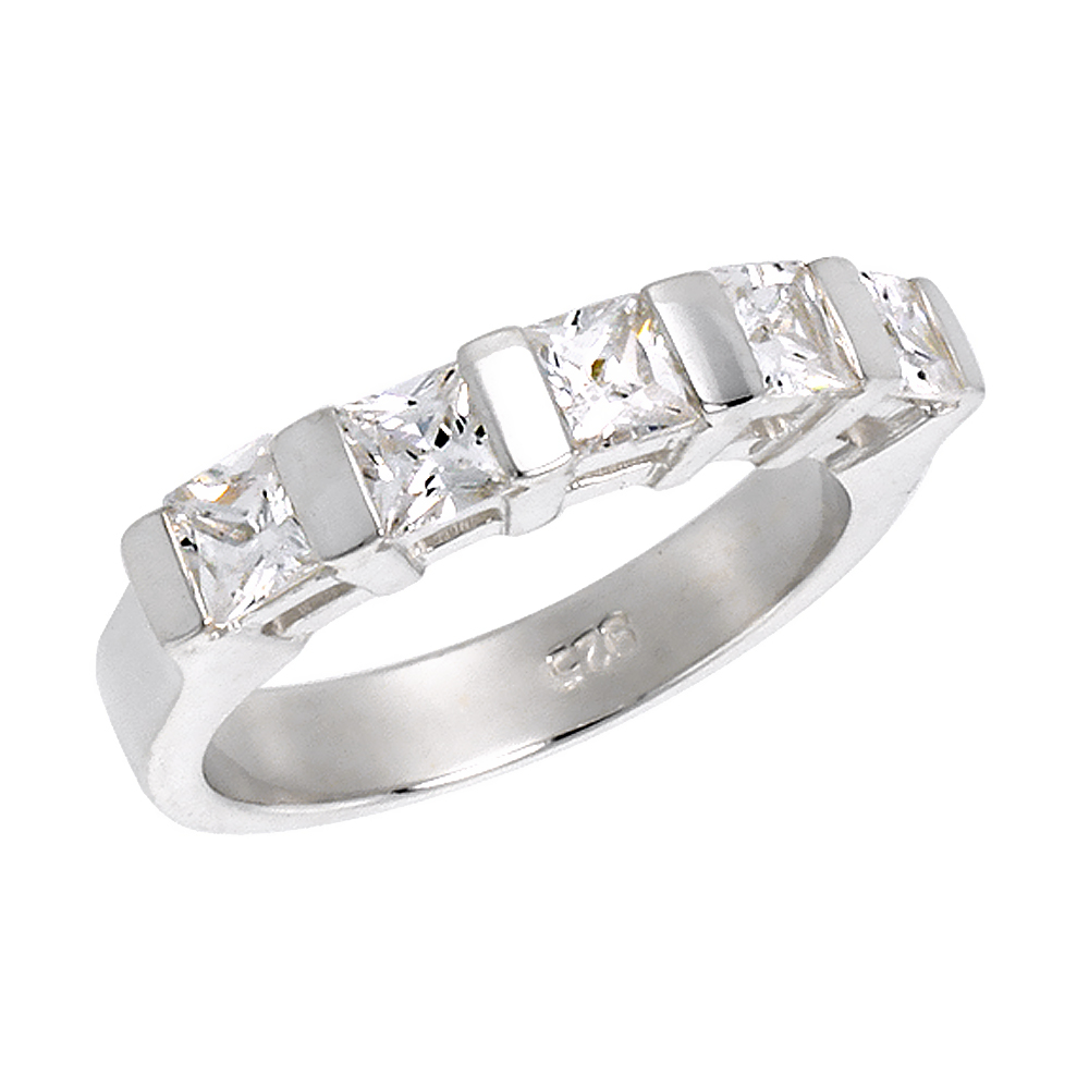 Sabrina Silver Sterling Silver 1.50 Carat Size Princess Cut Cubic Zirconia Bridal Ring,, 1/8 inch (3.5 mm) wide, size 10 at Sears.com