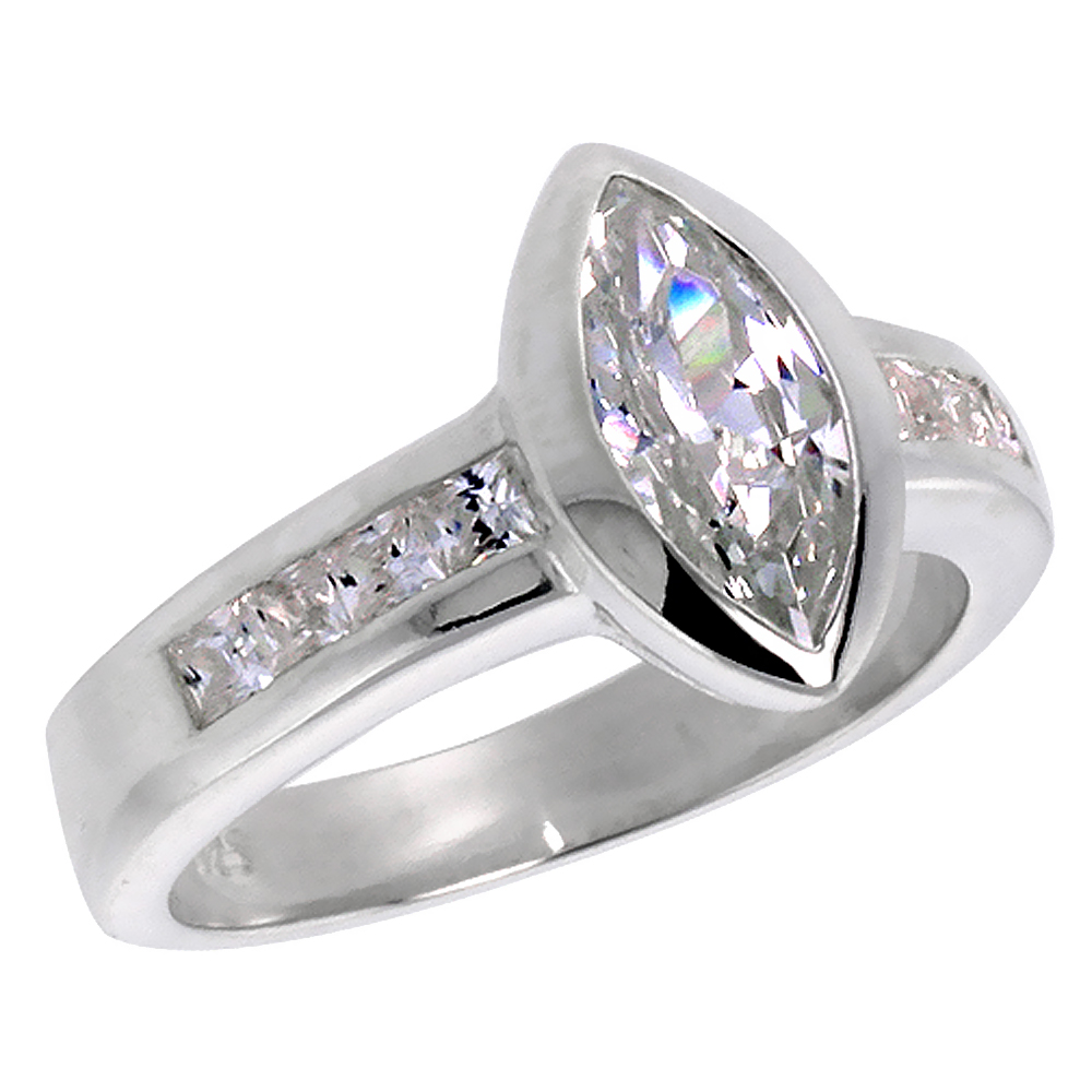 Sabrina Silver Sterling Silver .85 Carat Size Marquise Cut Cubic Zirconia Bridal Ring, sizes 6 - 10 at Sears.com