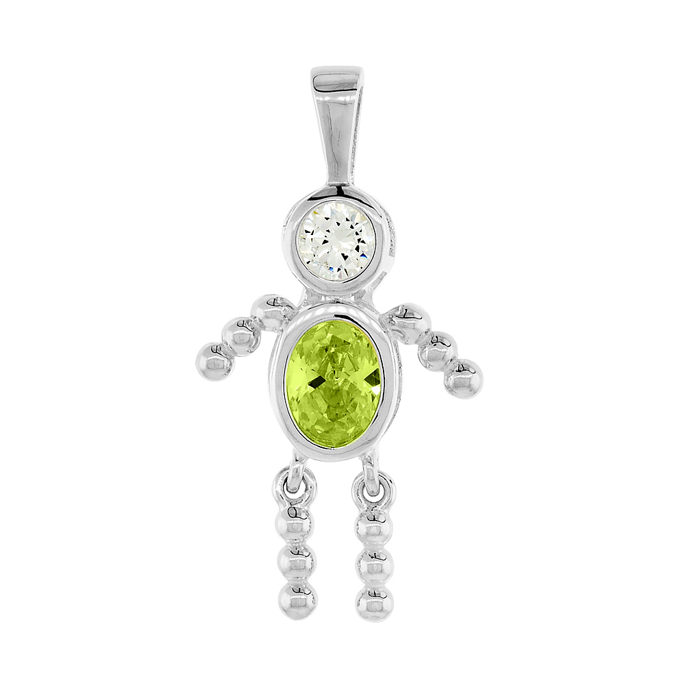 Sabrina Silver Sterling Silver August Birthstone Baby Brat Boy Pendant w/ Peridot Color Cubic Zirconia at Sears.com