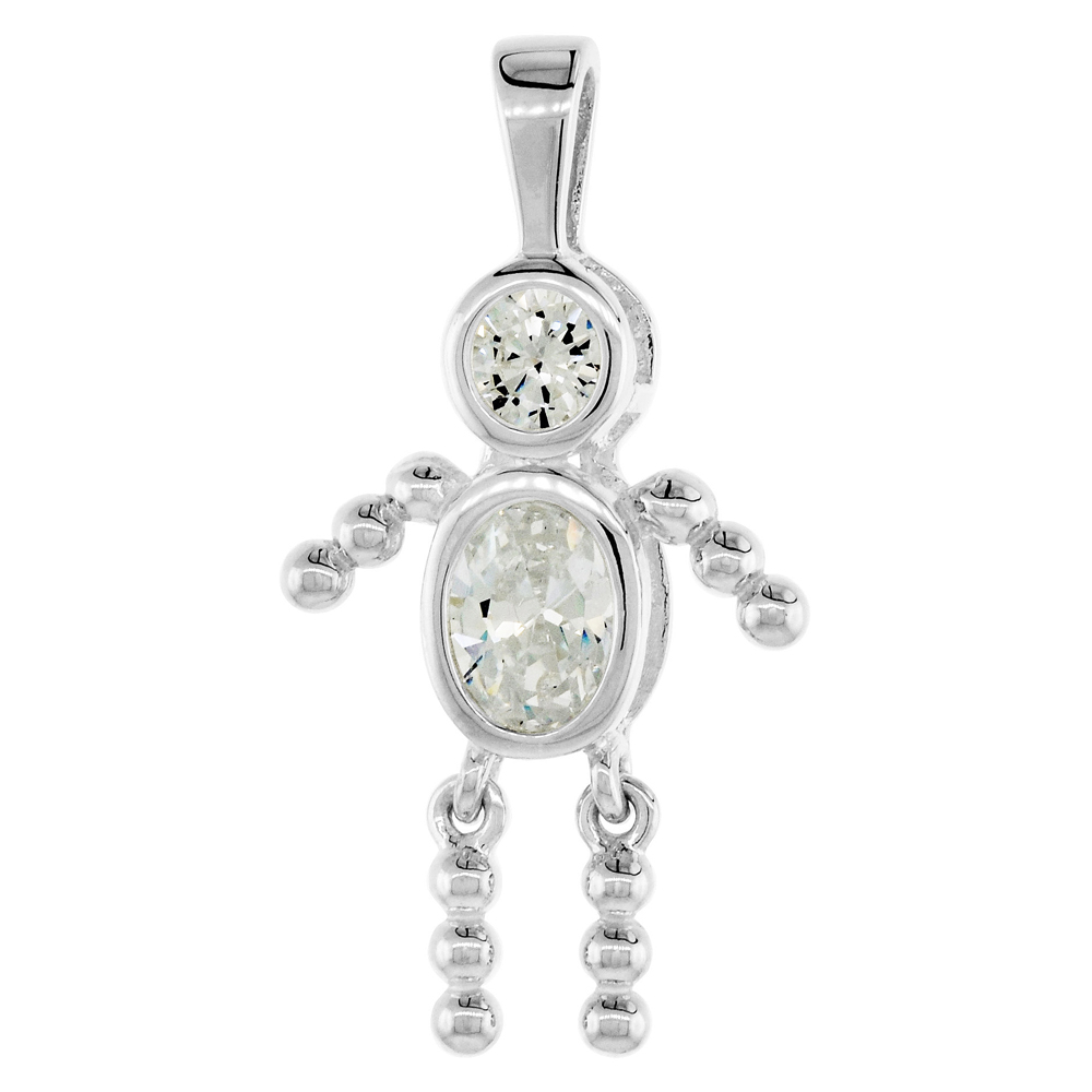 Sabrina Silver Sterling Silver April Birthstone Baby Brat Boy Pendant w/ Clear Color Cubic Zirconia at Sears.com