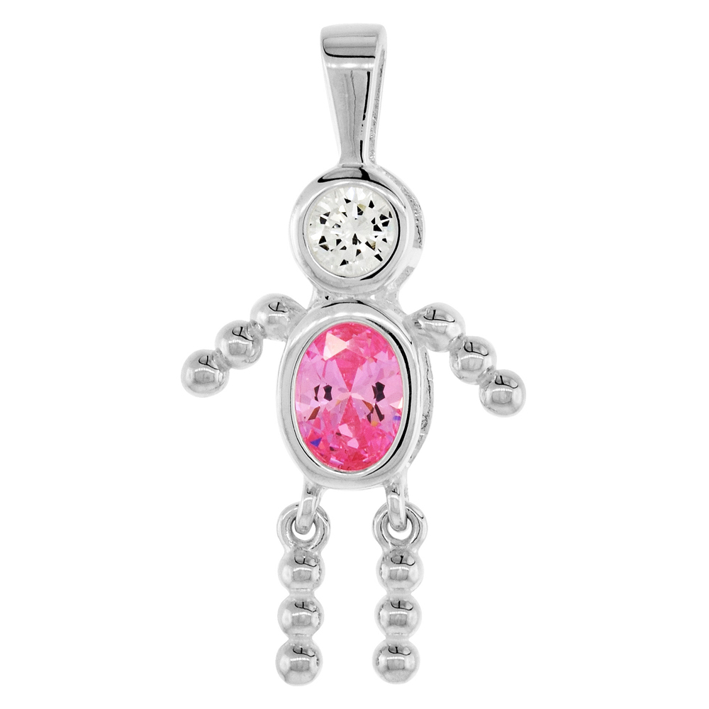 Sabrina Silver Sterling Silver October Birthstone Baby Brat Boy Pendant w/ Pink Tourmaline Color Cubic Zirconia at Sears.com