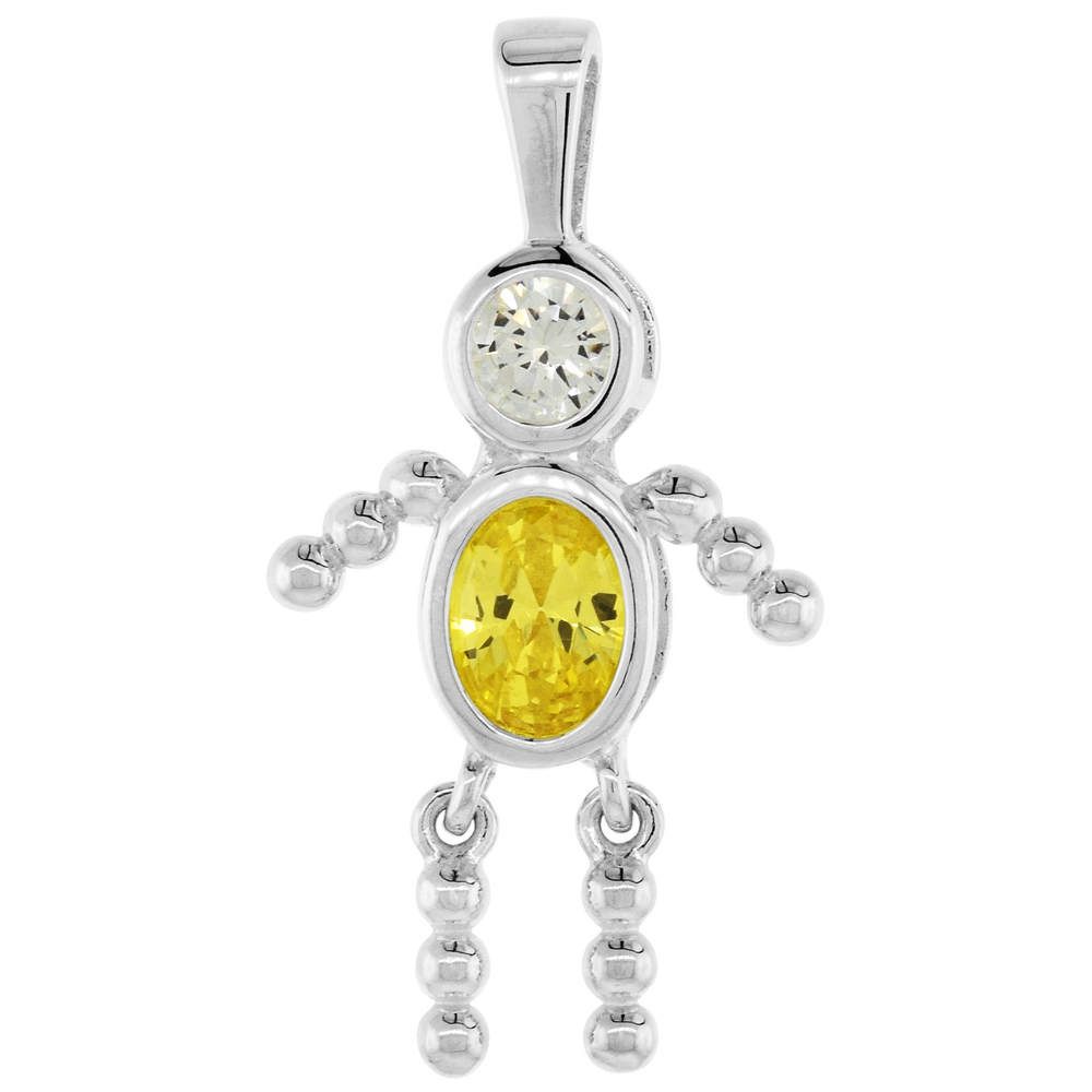 Sabrina Silver Sterling Silver November Birthstone Baby Brat Boy Pendant w/ Citrine Color Cubic Zirconia at Sears.com