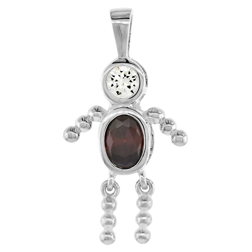 Sabrina Silver Sterling Silver January Birthstone Baby Brat Boy Pendant w/ Garnet Color Cubic Zirconia at Sears.com