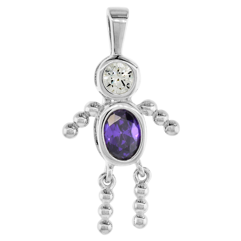 Sabrina Silver Sterling Silver February Birthstone Baby Brat Boy Pendant w/ Amethyst Color Cubic Zirconia at Sears.com