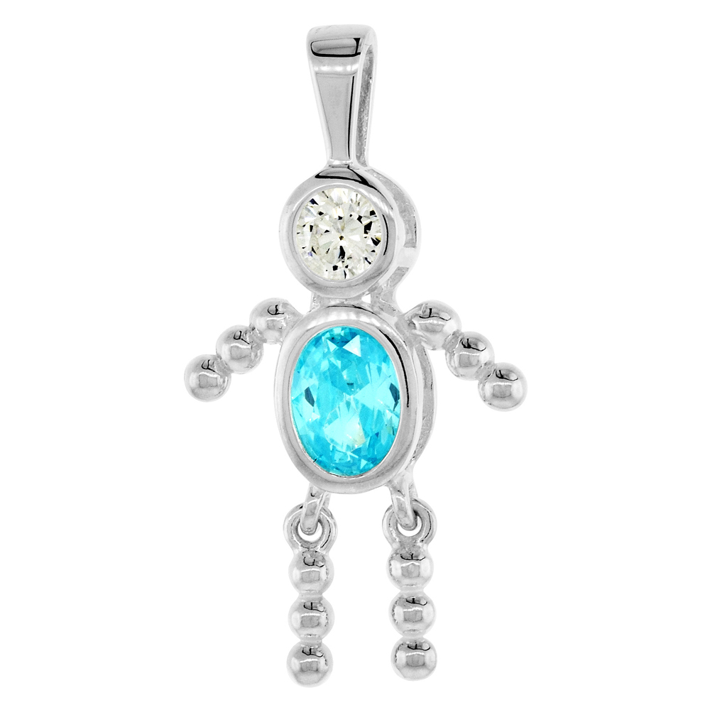 Sabrina Silver Sterling Silver March Birthstone Baby Brat Boy Pendant w/ Aquamarine Color Cubic Zirconia at Sears.com