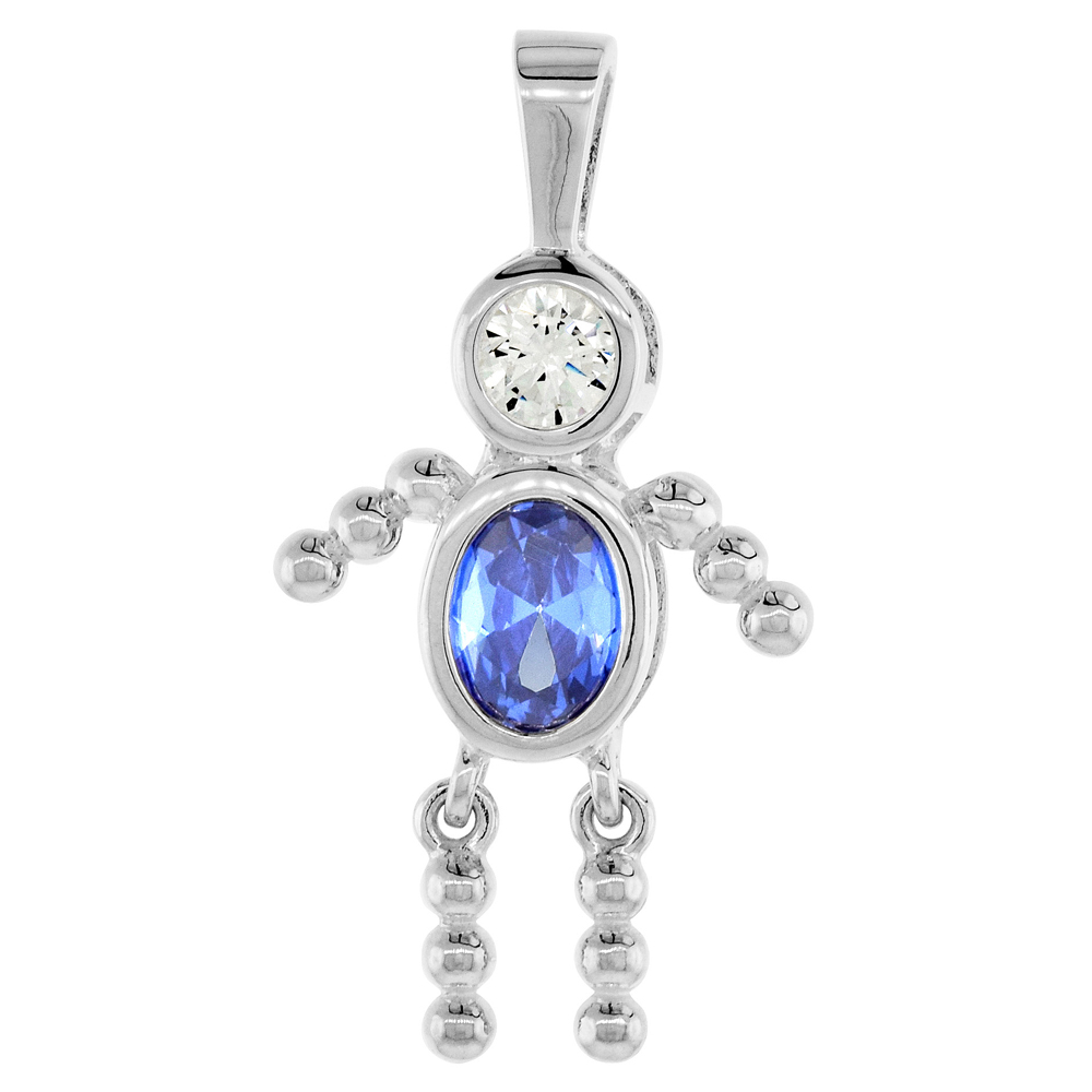 Sabrina Silver Sterling Silver September Birthstone Baby Brat Boy Pendant w/ Blue Sapphire Color Cubic Zirconia at Sears.com