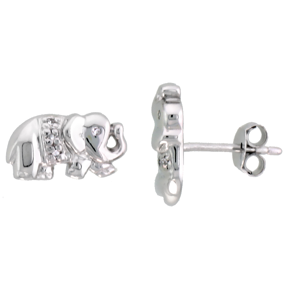 Sabrina Silver Sterling Silver Jeweled Elephant Post Earrings, w/ Cubic Zirconia stones, 1/4" (7 mm) at Sears.com