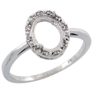 Sabrina Silver 10k White Gold Semi-Mount ( 8x6 mm ) Oval Stone Ring w/ 0.007 Carat Brilliant Cut Diamonds, 7/16 ... Sabrina Silver 10k White Gold Semi-Mount ( 8x6 mm ) Oval Stone Ring w/ 0.007 Carat Brilliant Cut Diamonds, 7/16 ...