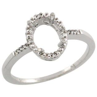 Sabrina Silver 10k White Gold Semi-Mount ( 8x6 mm ) Oval Stone Ring w/ 0.033 Carat Brilliant Cut Diamonds, 13/32 ... Sabrina Silver 10k White Gold Semi-Mount ( 8x6 mm ) Oval Stone Ring w/ 0.033 Carat Brilliant Cut Diamonds, 13/32 ...