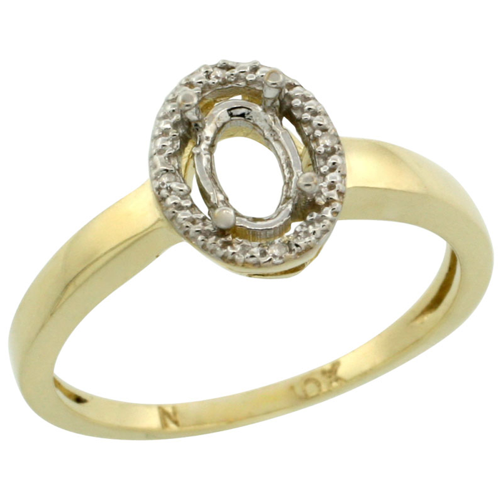 Sabrina Silver 10k Gold Semi-Mount ( 6x4 mm ) Oval Stone Ring w/ 0.013 Carat Brilliant Cut Diamonds, 3/8 in. (9.5mm) wide at Sears.com