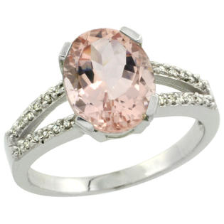 Sabrina Silver 10k White Gold and Diamond Halo Morganite Ring 2.4 carat Oval shape 10X8 mm, 3/8 inch (10mm) wide, ... Sabrina Silver 10k White Gold and Diamond Halo Morganite Ring 2.4 carat Oval shape 10X8 mm, 3/8 inch (10mm) wide, ...