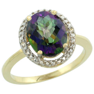 Sabrina Silver 10k Yellow Gold Diamond Mystic Topaz Ring 2.4 ct Oval Stone 10x8 mm, 1/2 inch wide, sizes 5-10 ... Sabrina Silver 10k Yellow Gold Diamond Mystic Topaz Ring 2.4 ct Oval Stone 10x8 mm, 1/2 inch wide, sizes 5-10 ...