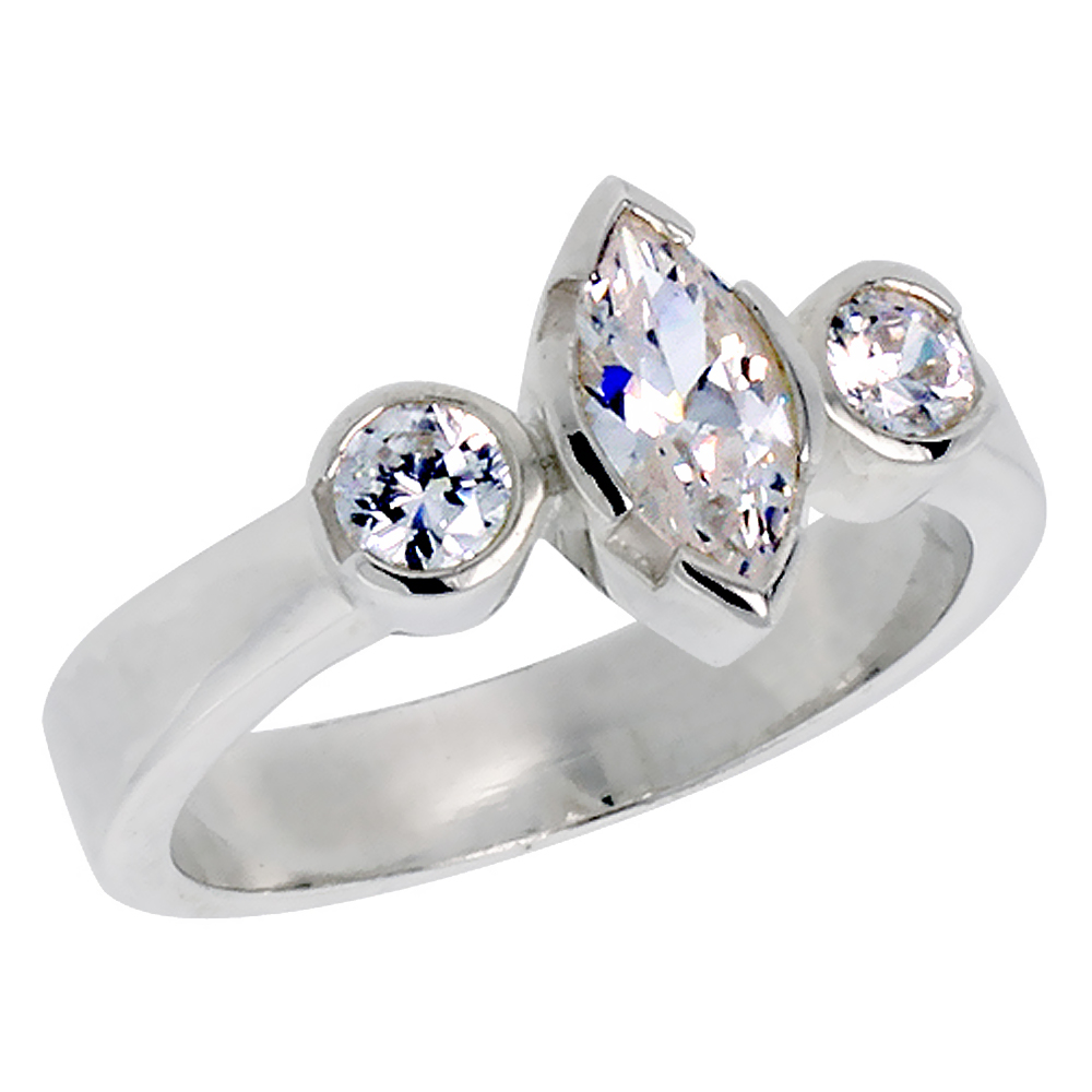 Sabrina Silver Sterling Silver .40 Carat Size Marquise Cut Cubic Zirconia Bridal Ring, sizes 6 - 10 at Sears.com