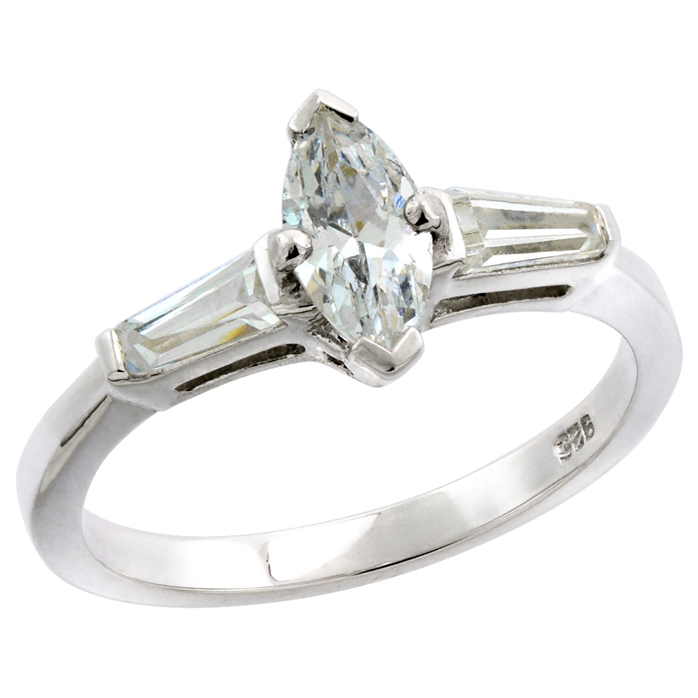 Sabrina Silver Sterling Silver .35 Carat size Marquise Cut Cubic Zirconia Bridal Ring, sizes 6 - 10 at Sears.com