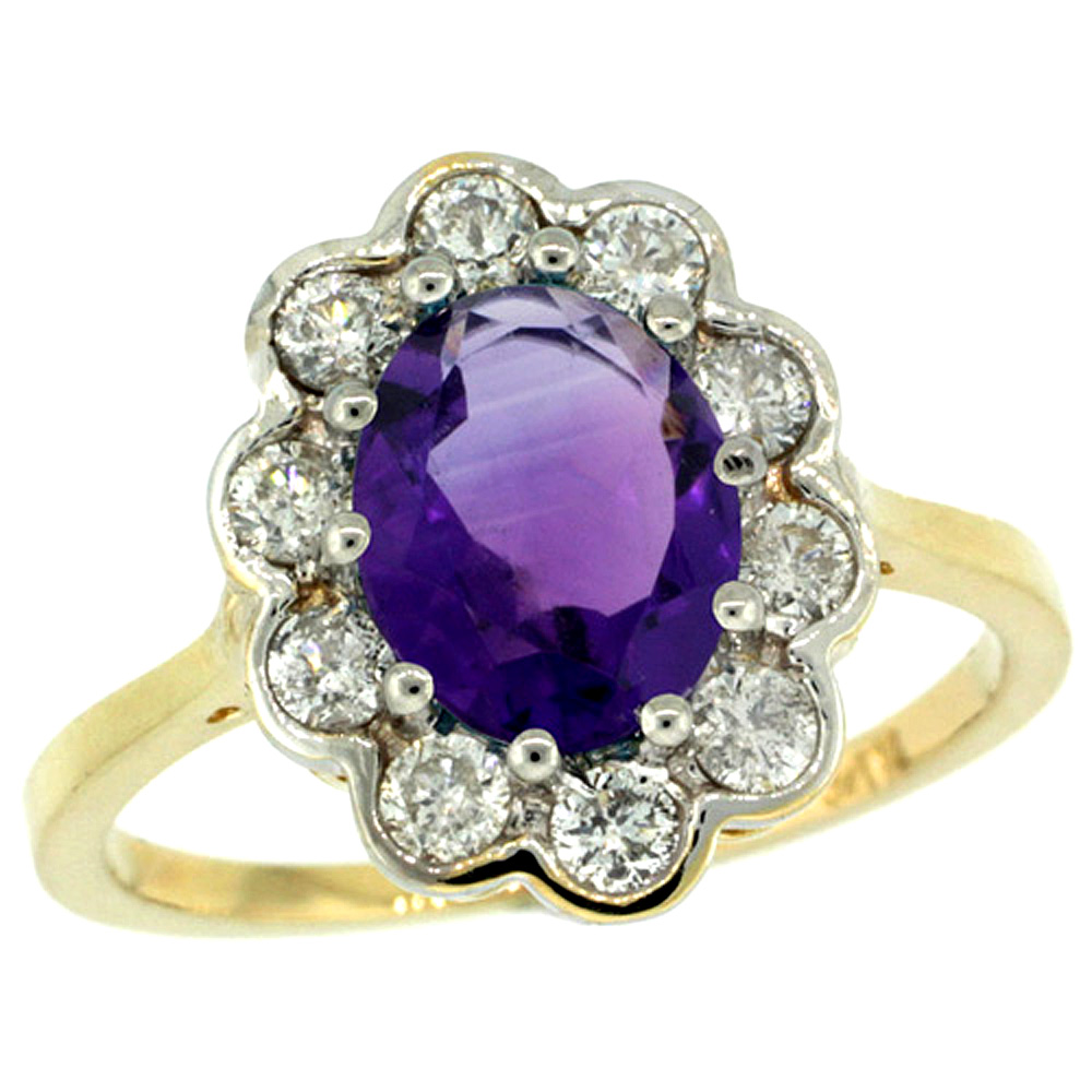 Sabrina Silver 14k Gold ( 9x7 mm ) Halo Engagement Amethyst Ring w/ 0.58 Carat Brilliant Cut ( H-I Color; VS2-SI1 Clarity ) Diamonds & 1.65 Car at Sears.com