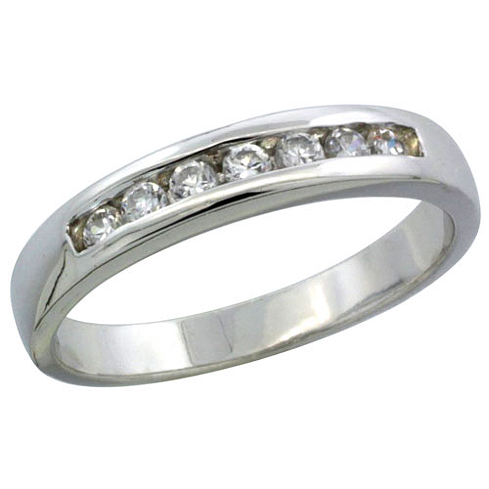 Sabrina Silver Sterling Silver Cubic Zirconia Ladies" Wedding Band Ring Classic Channel Set, 1/8 inch wide, Size 7.5 at Sears.com