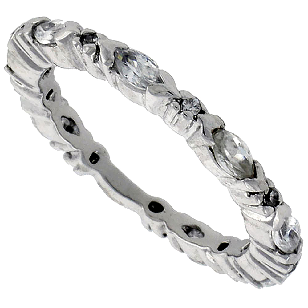 Sabrina Silver Sterling Silver Cubic Zirconia Eternity Band Ring Marquise Cut 4x2mm Rhodium finish, size 6 at Sears.com