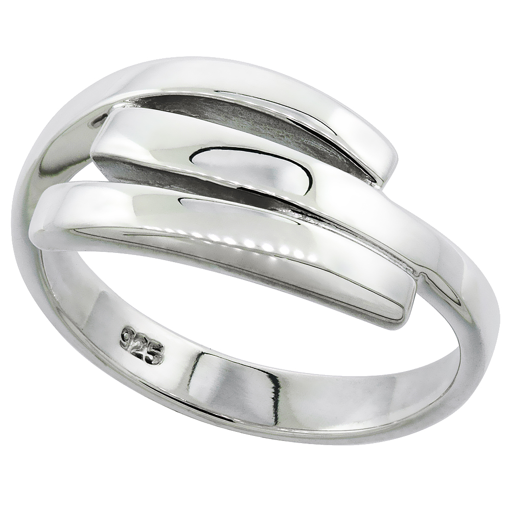 Sabrina Silver Sterling Silver Fork Ring Solid Back Flawless finish 3/8 inch wide, size 7.5 at Sears.com
