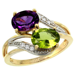 Sabrina Silver 14k Gold ( 8x6 mm ) Double Stone Engagement Amethyst & Peridot Ring w/ 0.07 Carat Brilliant Cut ... Sabrina Silver 14k Gold ( 8x6 mm ) Double Stone Engagement Amethyst & Peridot Ring w/ 0.07 Carat Brilliant Cut ...