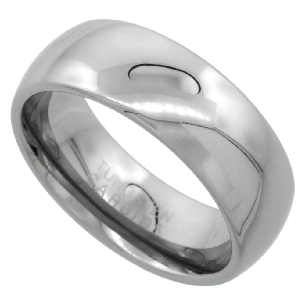 Sabrina Silver Tungsten Carbide 8 mm Comfort Fit Domed Wedding Band Ring for Him & Her Mirror Polished Finish, size 11 at Sears.com