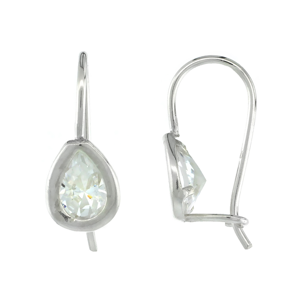 Sabrina Silver Sterling Silver 8x5mm Pear Shape CZ Teardrop Hook Earrings 3/4 in. (19 mm) tall at Sears.com