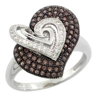 Sabrina Silver Sterling Silver Ladies Micro Pave Three In One Heart Ring w/ White & Brown Stones, Sizes 6 to ... Sabrina Silver Sterling Silver Ladies Micro Pave Three In One Heart Ring w/ White & Brown Stones, Sizes 6 to ...