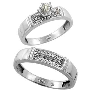 Sabrina Silver 10k White Gold 2-Piece Diamond Ring Set ( Engagement Ring & Man Sabrina Silver 10k White Gold 2-Piece Diamond Ring Set ( Engagement Ring & Man
