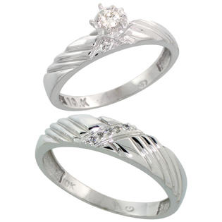 Sabrina Silver 10k White Gold 2-Piece Diamond Ring Set ( Engagement Ring & Man Sabrina Silver 10k White Gold 2-Piece Diamond Ring Set ( Engagement Ring & Man