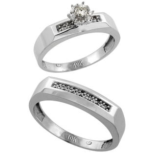 Sabrina Silver 10k White Gold 2-Piece Diamond Ring Set ( Engagement Ring & Man Sabrina Silver 10k White Gold 2-Piece Diamond Ring Set ( Engagement Ring & Man
