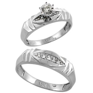 Sabrina Silver 10k White Gold 2-Piece Diamond Ring Set ( Engagement Ring & Man Sabrina Silver 10k White Gold 2-Piece Diamond Ring Set ( Engagement Ring & Man