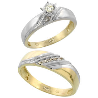 Sabrina Silver 10k Gold 2-Piece Diamond Ring Set ( Engagement Ring & Man Sabrina Silver 10k Gold 2-Piece Diamond Ring Set ( Engagement Ring & Man