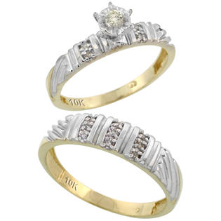 Sabrina Silver 10k Gold 2-Piece Diamond Ring Set ( Engagement Ring & Man Sabrina Silver 10k Gold 2-Piece Diamond Ring Set ( Engagement Ring & Man