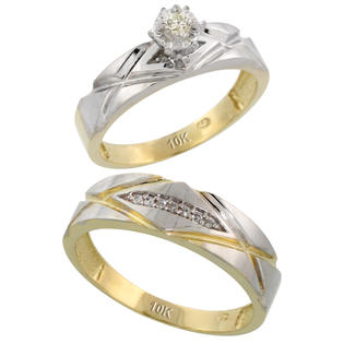 Sabrina Silver 10k Gold 2-Piece Diamond Ring Set ( Engagement Ring & Man Sabrina Silver 10k Gold 2-Piece Diamond Ring Set ( Engagement Ring & Man