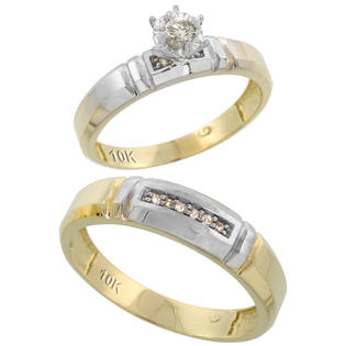 Sabrina Silver 10k Gold 2-Piece Diamond Ring Set ( Engagement Ring & Man Sabrina Silver 10k Gold 2-Piece Diamond Ring Set ( Engagement Ring & Man