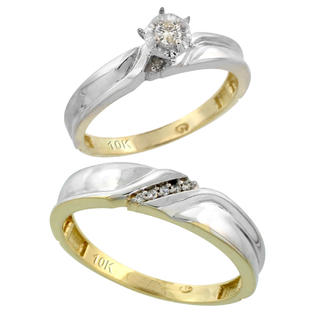 Sabrina Silver 10k Gold 2-Piece Diamond Ring Set ( Engagement Ring & Man Sabrina Silver 10k Gold 2-Piece Diamond Ring Set ( Engagement Ring & Man