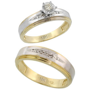 Sabrina Silver 10k Gold 2-Piece Diamond Ring Set ( Engagement Ring & Man Sabrina Silver 10k Gold 2-Piece Diamond Ring Set ( Engagement Ring & Man