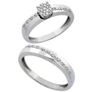 Sabrina Silver 10k White Gold 2-Piece Diamond Ring Set ( Engagement Ring & Man Sabrina Silver 10k White Gold 2-Piece Diamond Ring Set ( Engagement Ring & Man