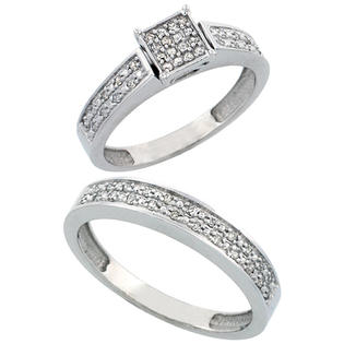 Sabrina Silver 10k White Gold 2-Piece Diamond Ring Set ( Engagement Ring & Man Sabrina Silver 10k White Gold 2-Piece Diamond Ring Set ( Engagement Ring & Man