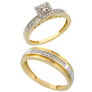 Sabrina Silver 10k Gold 2-Piece Diamond Ring Set ( Engagement Ring & Man Sabrina Silver 10k Gold 2-Piece Diamond Ring Set ( Engagement Ring & Man