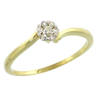 Sabrina Silver 10k Gold Flower Cluster Diamond Engagement Ring w/ 0.12 Carat Brilliant Cut Diamonds, 3/16 in. (4.5mm) wide Sabrina Silver 10k Gold Flower Cluster Diamond Engagement Ring w/ 0.12 Carat Brilliant Cut Diamonds, 3/16 in. (4.5mm) wide