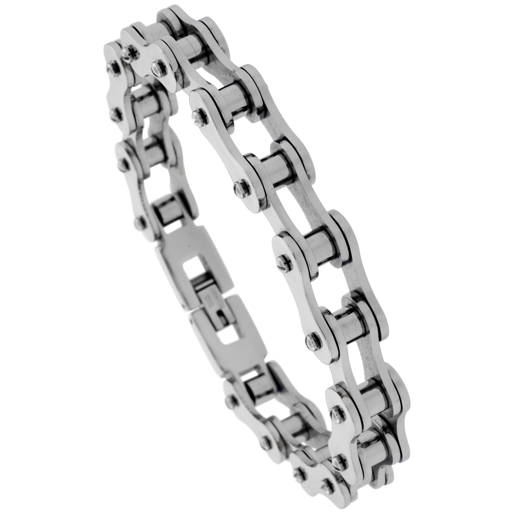 Sabrina Silver Solid Link Stainless Steel Bicycle Chain Bracelet 7/16 in. (10 mm) wide at Sears.com