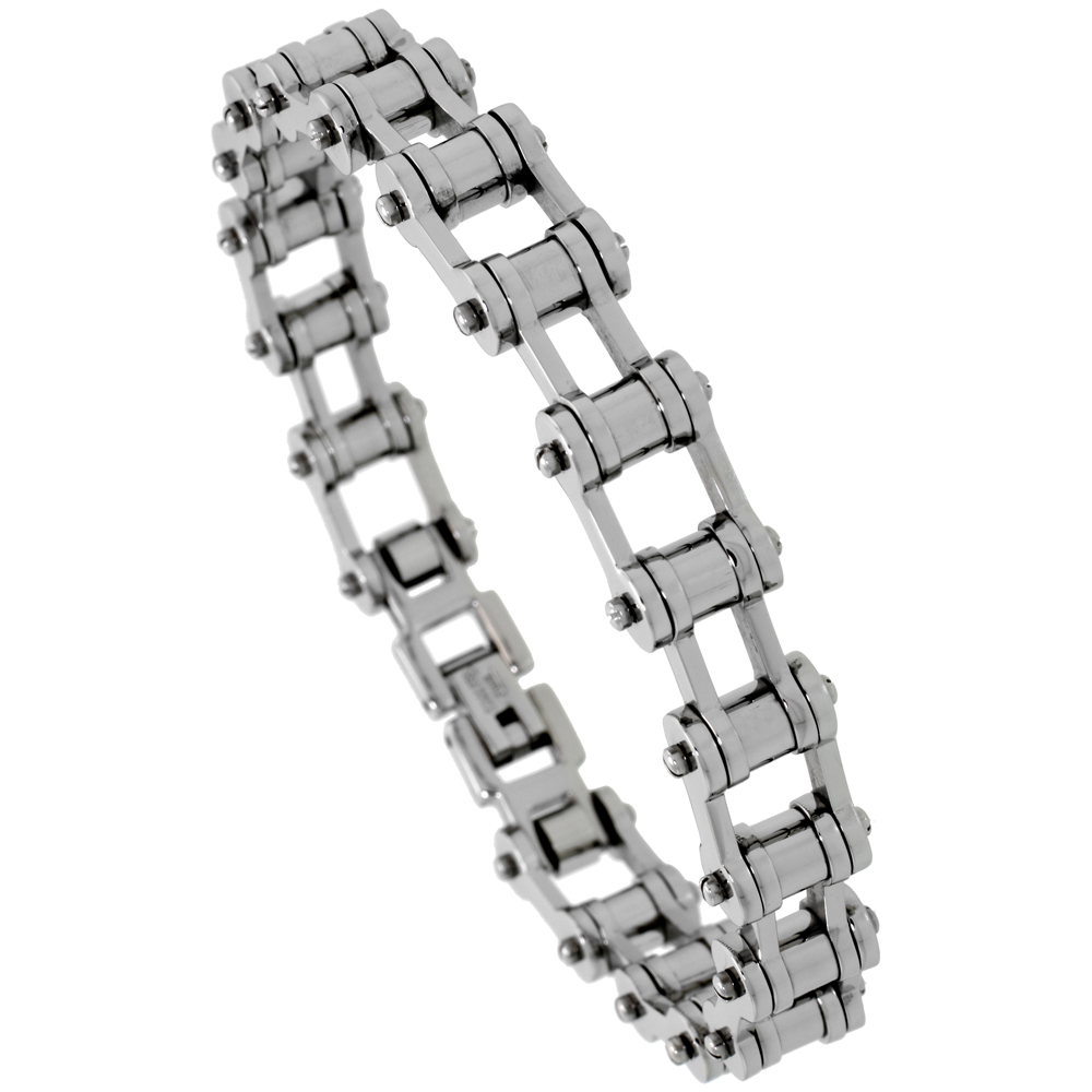 Sabrina Silver Solid Link Stainless Steel Bicycle Chain Bracelet, 5/16 in. (9 mm) wide at Sears.com