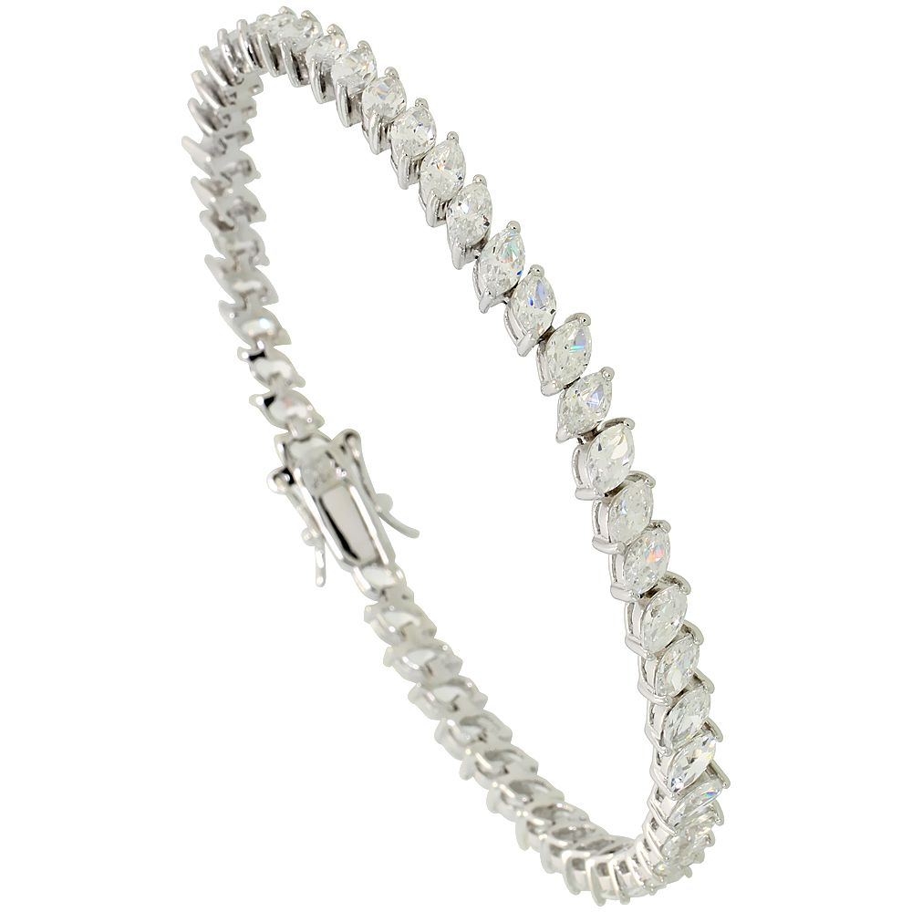 Sabrina Silver Sterling Silver 7.5 ct. size Marquise Cut CZ Tennis Bracelet, 7 in., 3/16 inch (5 mm) wide at Sears.com